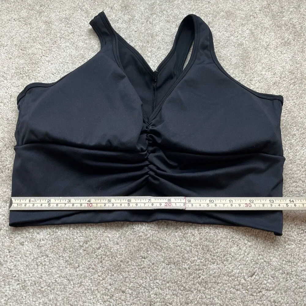 Alo Yoga Wild Thing Sports Bra Womens Medium Black Ruched Racerback Athletic